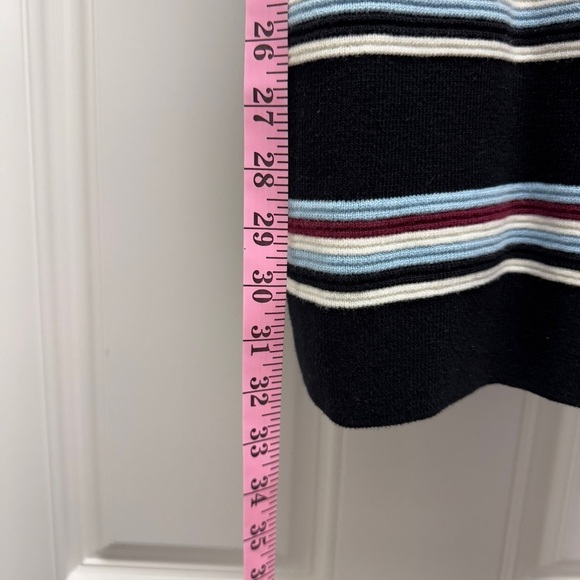 Gianni Bini Black, Blue, White, Burgundy Striped Ruffle Off the Shoulder Dress - Picture 10 of 16